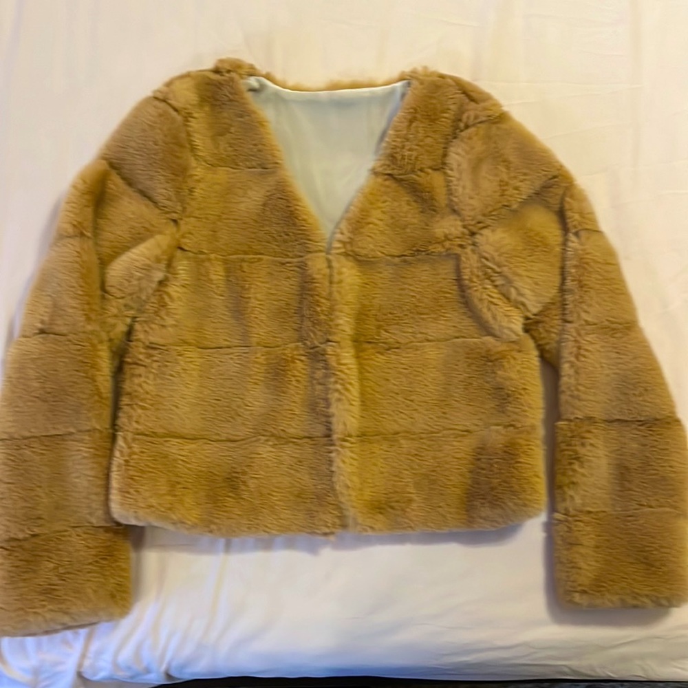 Tan Faux Fur Jacket - Picture 4 of 5